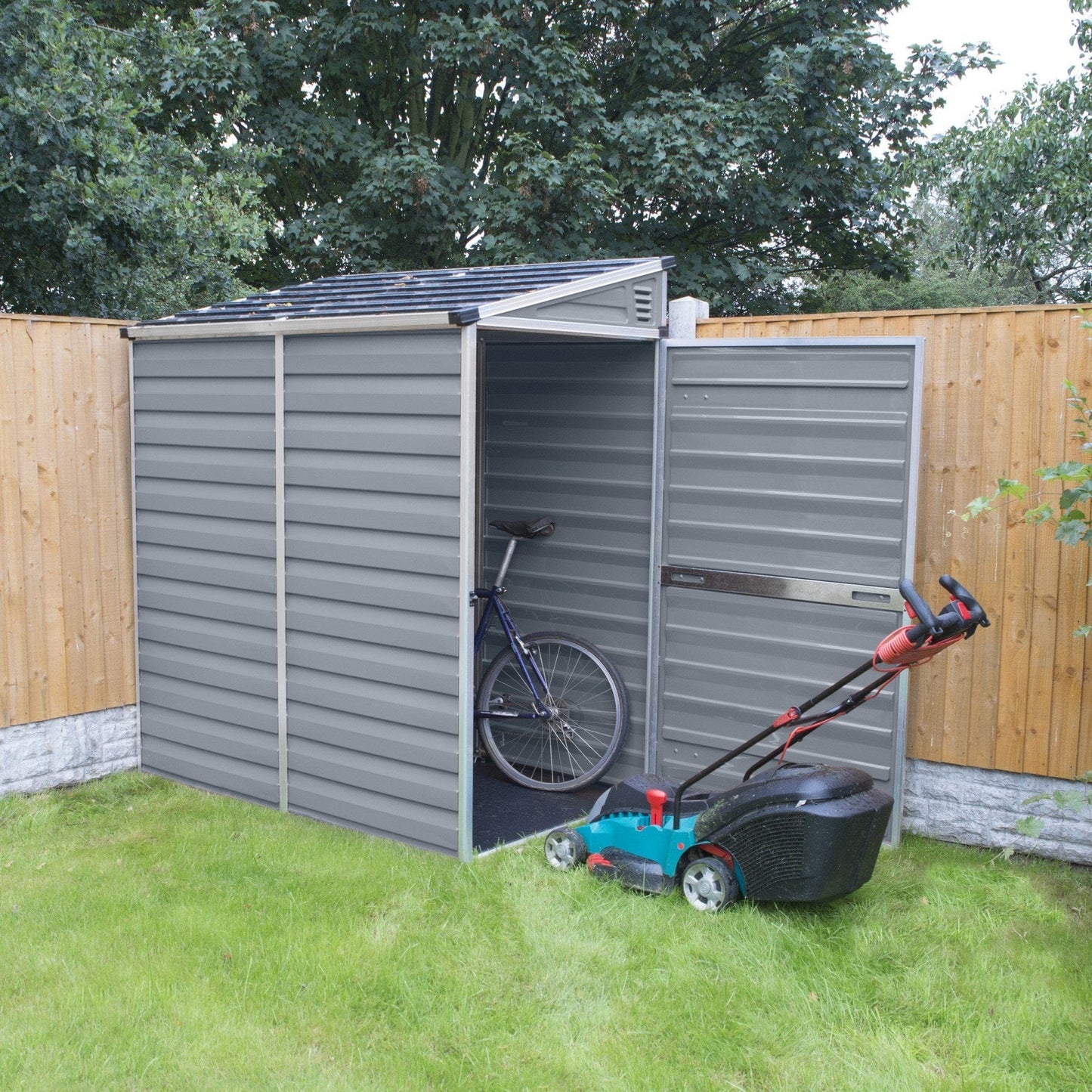 Palram - Canopia SkyLight 4' x 6' Lean-To Storage Shed - Gray - mygreenhousestore.com