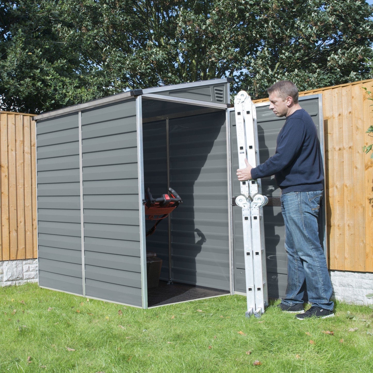 Palram - Canopia SkyLight 4' x 6' Lean-To Storage Shed - Gray - mygreenhousestore.com