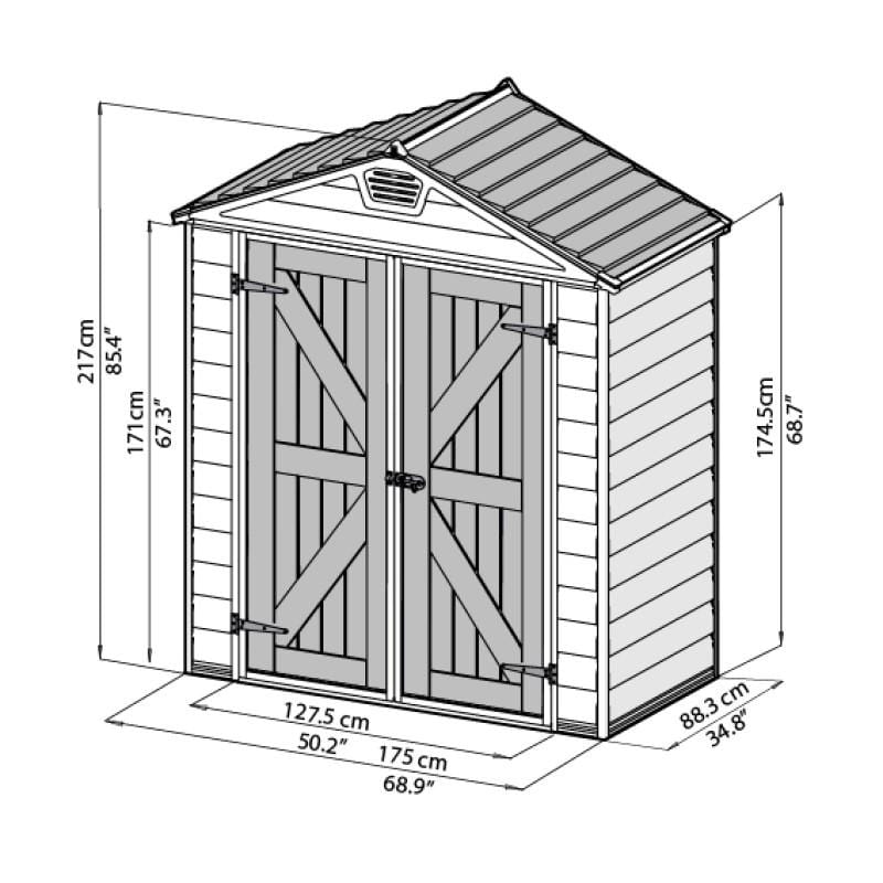 Palram - Canopia SkyLight Storage Shed - 6' Wide - Tan - mygreenhousestore.com