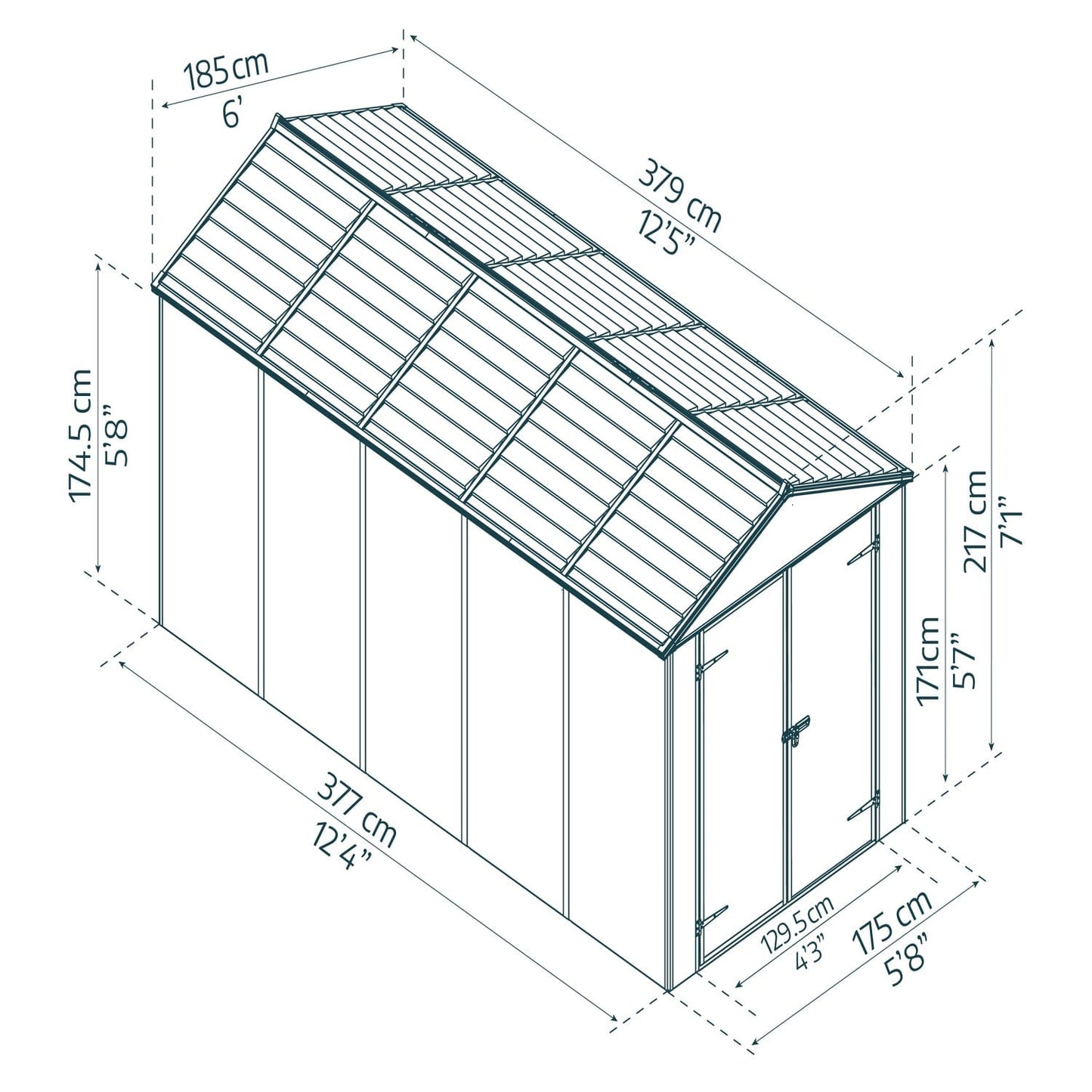 Canopia | Rubicon Polycarbonate Storage Shed With Floor - Gray