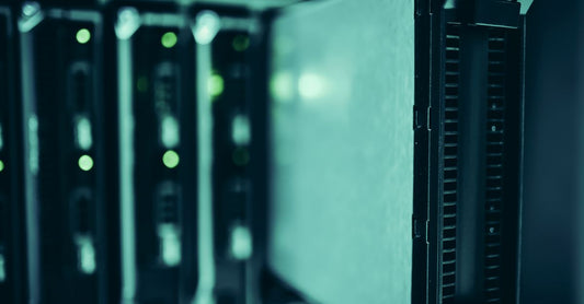 Close-up of server racks in a data center highlighting modern technology infrastructure.