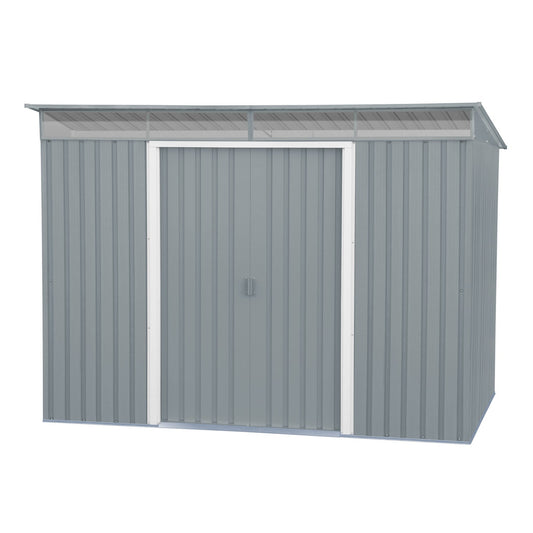 DuraMax | Top Pent Roof Metal Storage Shed With Skylight - Light Gray - 8x6 ft